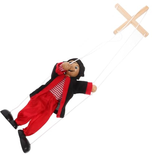 Garneck Holzpirat Marionettenpuppe Mit Schnur Witzige Handgefertigte Marionette Für Junge Mädchen Langlebiges Holz Stoffmaterial Dekoration Und Puppentheater-Spielzeug Für Bühnenaufführung