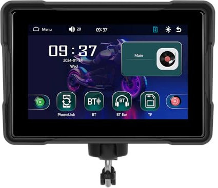 Rimoody Wireless CarPlay Screen for Motorcycle, 5'' Waterproof Touchscreen Portable Carplay Android Auto for Motorbike, Airplay, EQ, Navigation/Siri, Dual Bluetooth