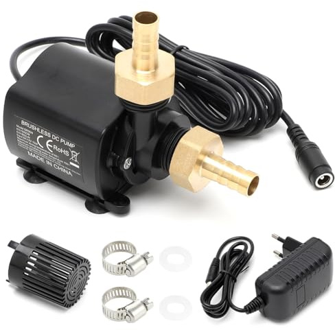 MIUUIPI vattenpump 12 V, 800 l/h, liten vattenpump med 5-växlad varvtalsreglering, 5 m pump, dammpump, akvarium, fontänpump, miniakvariumpump