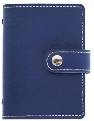 JEYORZY Porta Carte di Credito Pelle, Porta Carte di Credito Uomo e Donna con 26 Custodie Protettive Trasparente per Carte, per Documenti D'identità, Carte di Credito, Patente di Guida (Blu scuro)