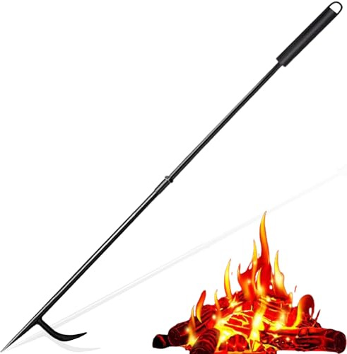 EKINIYAR Fire Poker for Fire Pit, 34 Inches Solid Steel Fireplace Poker, Multi Use Tip Fire Pit Accessories for Fireplace Camping Wood Stove Indoor and Outdoor