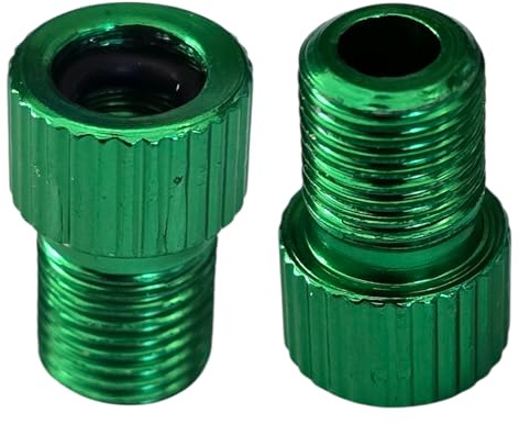 cyclingcolors 2X adaptadores universales válvula Presta Dunlop Schrader Bomba de Aire inflador Bicicleta Color Verde