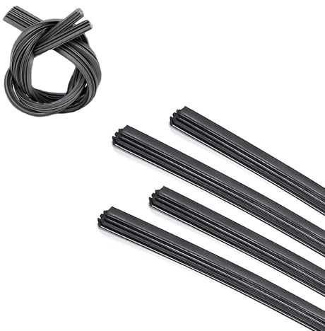 Zosgrew 4 PCS Windshield Wiper Insert Strips, Rubber Noise-reducing Windshield Wiper Blades, 28 DIY Adjustable Boneless Wiper Blade Refill, Universal for Most Cars, Trucks, SUVs (Black)