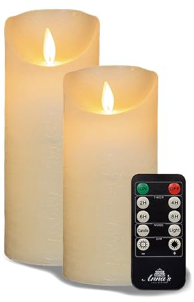 2 velas LED grandes marfil marfil diámetro 10 cm x 20 cm & diámetro 10 cm x 25 cm altura – cada uno necesita 2 pilas C velas LED con efecto parpadeante y temporizador – Vela LED grande sin llama