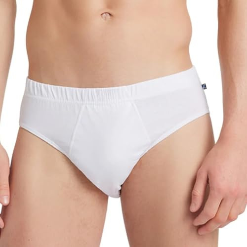 Liabel - Slip Uomo Cotone 100%, Confezione da 3, Mutande Bianche e Colorate, Intimo Traspirante con Elastico Interno (IT, Testo, M, Regular, Regular, 6 Bianchi)