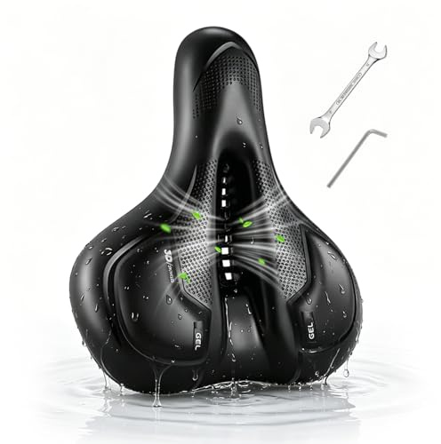 Sella Bici Comoda in Gel, Impermeabile Ammortizzante, Sedile Bici Unisex per Biciclette da Strada Mountain Bike