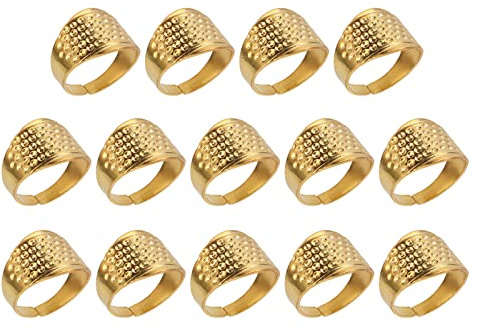 Sorandy Ring Fingerborg Justerbar Storlek Kopparsömnadstillbehör för Gör-det-själv-hantverk och Reparationer 14-pack