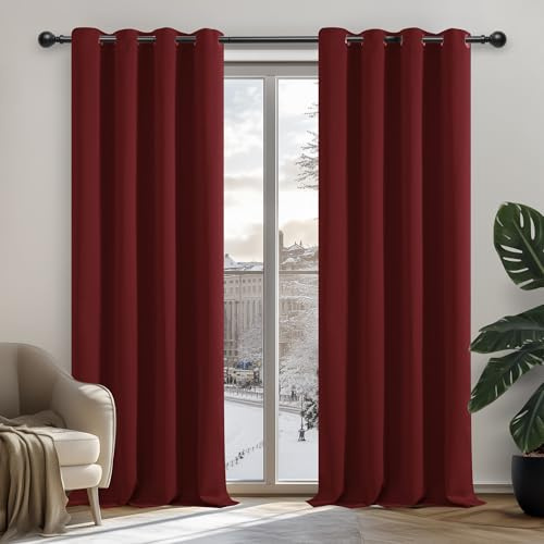 Deconovo Tende Oscuranti per Interni, 2 Pannelli, 140x260 cm, Rosso Scuro