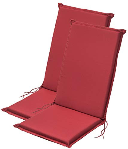 Traumnacht Komfort 2er Set Hochlehnerauflagen Outdoor rot, Bezug abnehmbar, mit Eckbändern und Einstellband, 120 x 50 x 6 cm, Öko-Tex zertifiziert, produziert nach deutschem Qualitätsstandard