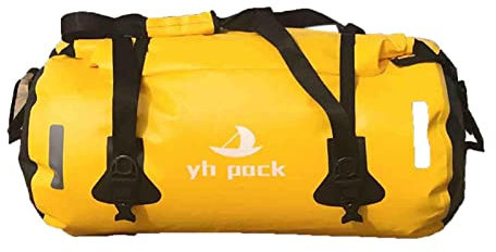 Wasserfeste Reisetasche Duffle Bag, Seesack, Sporttasche, Rucksack, Dry Bag, für Bootsfahrten, Motorradfahrten, geeignet fürs Jagen und Camping strapazierfähiger Trocken-Schutzbeutel, 80L, Gelb