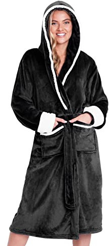 CityComfort Bademantel Damen Flauschig, Fleece Morgenmantel Damen, Kuschelige Bademäntel für Damen (M, Anthrazit)