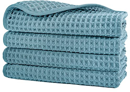 Polyte - Waschlappen aus Mikrofaser - fusselfrei - Waffelstruktur - Grün - 33 x 33 cm - 4 Stück