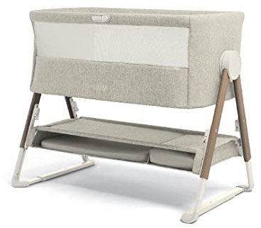 Mamas & Papas Beistellbettchen Lua, herausnehmbarer Korb, herunterfaltbare Seiten, Matratze enthalten, 0–6 Monate, Farbe: Beige