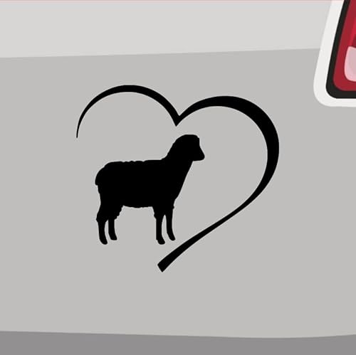 Generisch Schaf Herz Aufkleber Sticker Wolle Sheep Mähh Liebe Bauernhof JDM Stall 6,5x6cm Farbe: Schwarz