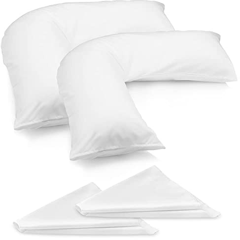 MH Traders 2 Pack Soft Support V Pillow with Pillowcase Orthopedic Support Pillow for Neck, Back & Shoulder Pain Machine Washable & Anti Allergy Triangle pillows with Microfiber Filling