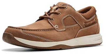 Clarks Homme Sailview Lace Chaussure Bateau, Nubuck Brun Clair, 44 EU Large