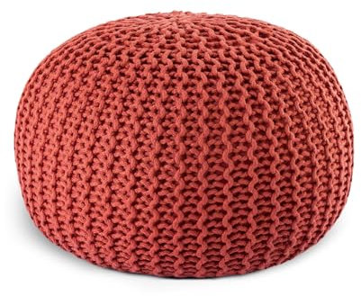 casamia Pouf Ø 55 o 45 cm, sgabello lavorato a maglia, per esterni, di alta qualità, sostenibile, diametro 45 cm, colore terracotta, Ginger