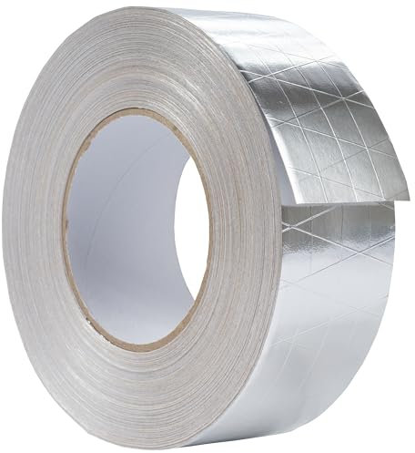 Repa Market 50 mm x 50 m di nastro in alluminio con rete – forte colla isolante in metallo, resistente all'acqua, resistente alle temperature per HVAC, aperture di ventilazione, canali, perdite di