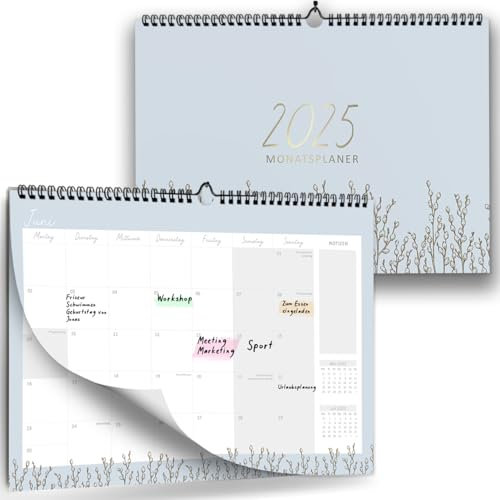 Wandkalender 2025 I Monatskalender A4 Quer I Wandkalender für Paare und Singles oder als Familienkalender I Beige I Familienplaner, Monatsplaner, Zuhause oder Büro…