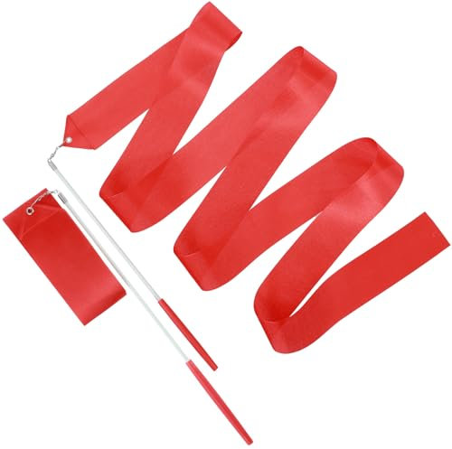 Molain Rhythmische Sportgymnastik Band, Tanzbänder Streamer, 2 Stück Gymnastikband mit wirbelndem Stab 77.2Zoll Tanzbänder Kinder Gymnastik Streamer für Kinder Mädchen Artistik und Gym Zirkus Training