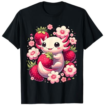 Mignon Axolotl Kawaii Anime Axolotl Fraise T-Shirt