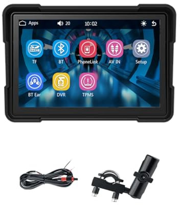 Osmond Motocicleta 5 Pulgadas Bluetooth Pantalla Portátil Navegación GPS IP67 Impermeable Inalámbrico Carplay Android Auto Reproductor MP5