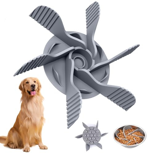 Accesorio Slow Food Cuenco Plato, Comedero Lento Silicona, Inserto De Alimentador Lento De Perro, Compatible con Varios Cuencos, Promueve Alimentación Saludable y Digestión Lenta, Cortable (Gris)