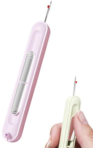 2 in 1 Needle Threader Seam Ripper, Plug-in Needle Threaders Seam Rippers for Sewing, Embroidery Stitch Removal Tool and Auto Needle Threader Tool, Sewing Supplies (Purple)