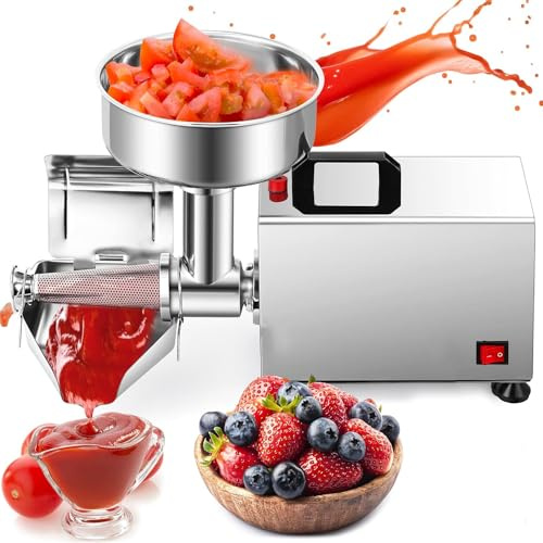 Passoire à Tomates Commerciale Machine à broyer commerciale électrique 450 W en acier inoxydable pour confitures et sauces - Moulin à aliments pour sauces, presse et machine à sauces tout-en