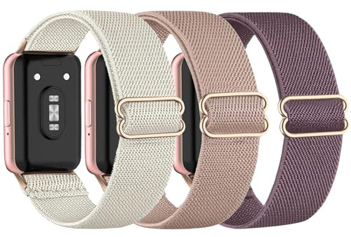 TUCOMO Elastische Nylon Armband Kompatibel mit Samsung Galaxy Fit 3, Loop Dehnbare Ersatzarmband Uhrenarmband für Samsung Galaxy Fit 3 SM-R390 Herren Damen