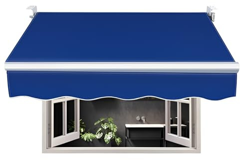 Ersättningstyg baldakin för 3,4 x 1,2 m uteplats markis vattentät och UV-beständig, infällbar markis täckduk med främre kappa – perfekt för utomhusutrymmen