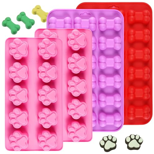 4 stycken bakformar i silikon för hundkex, BPA-fri silikonform, hund, non-stick silikonform, hundgodis, hundbakmatta godis, för gör-det-själv hundgodis, choklad, kex, godis