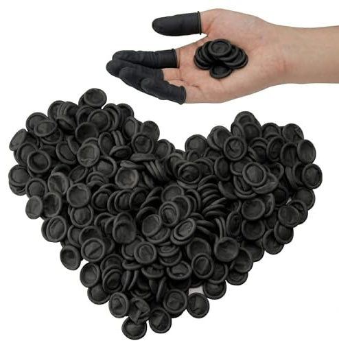 AceFun 100 guanti protettivi usa e getta in lattice per dita neri, per bellezza industriale fatta a mano e altro ancora, 6,1 x 2,3 cm