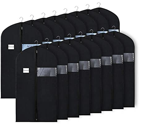Univivi 16 Pack Suit Bags Garment Bag for Men Storage 40-inch Clothes Cover with Clear Window and ID Card Holder for Suit Jacket, Skirt, Shirt and Coat