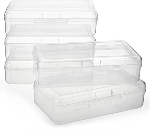 BSTKEY 5 Pack Plastic Pencil Box Holder Pencil Case, Home Office Utility Storage Box Cubby Bin Organizer Case for Stationery, Clear