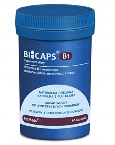 ForMeds - Bicaps Vitamin B1 - Thiamin - Funktionieren des Nerven und Herz-Kreislauf-Systems - Nahrungsergänzungsmittel - Veganer - Vegetarier - 1 kapsel pro Tag - 60 kapseln