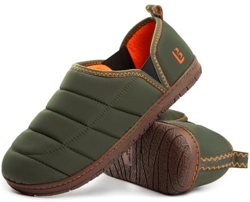 LongBay Men's Outdoor Slippers Two Tone Indoor House Shoes Green, 9