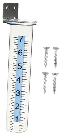 perfk Pluviómetro con Soporte de Montaje de Acero Inoxidable, medidor de Lluvia Profesional, Capacidad de 7 para terraza de Patio al Aire Libre