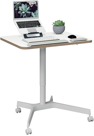 Leitz Ergo Mobiler Sitz-/Steh-Schreibtisch, Höhenverstellbares & ergonomisches Stehpult mit Rollen, Belastbar bis 20 kg, 80 x 60 cm, Für Büros, Desk Sharing, Home Office, Ergo-Serie, Weiß, 65360001