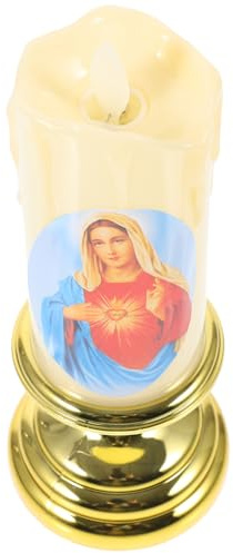 KITANDOVE Bougie LED Électronique Flameless Lumière Religieuse pour Décoration Église Maison Bougie De Prière Transparent Saint Mère Fonctionne sur Pile Modèle Unitaire Pile Non