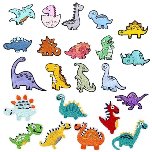Parches termoadhesivos de dinosaurios, RoadLoo 22 piezas, parches bordados, parches para ropa y accesorios DIY