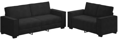 vidaXL Soffgrupp med dynor 2 delar svart sammet, soffa, sammet soffa, tv stol, soffa, soffa sittplatser, koppla av soffa, fritid soffa stol, fåtölj