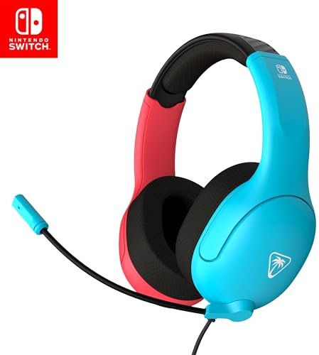Turtle Beach Airlite Fit Auriculares con Cable para Juegos en Blanco y Negro con Licencia Oficial para Todos los Nintendo Switch: micrófono abatible y silenciable, Orejeras de Comodidad Superior