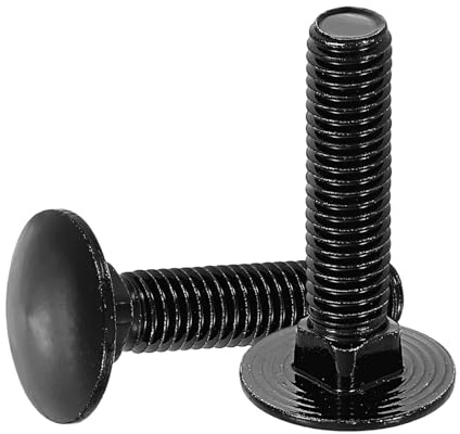 sourcing map 20Pcs Carriage Bolts, M8 x 35mm Stainless Steel 18-8 (304) Round Head Square Neck Screws Black Oxide Bolt Screw for Fastening Accessories - Black