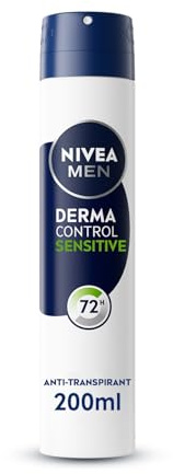 NIVEA MEN - Atomiseur Masculin Derma Control Sensitive - Déodorant Homme 72H Anti-Transpirant Aisselles - Acide Hyaluronique & Vitamine E - Anti-Irritation - 0% Alcool - Peaux Sensibles - 200 ml
