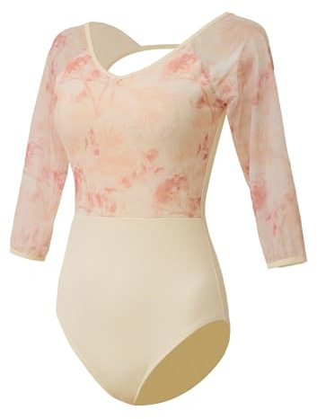 ROYAL SMEELA Body danza classica elegante donna body da balletto con collo a V e mezza manica adulto