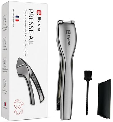 Elyrona - Prensa Ajos Profesional - Machacador de Ajos & Picador de Ajos Manual - Utensilios de Cocina - Garlic Press - Machacador de Patatas - Aplasta Ajos - Prensador de Ajos