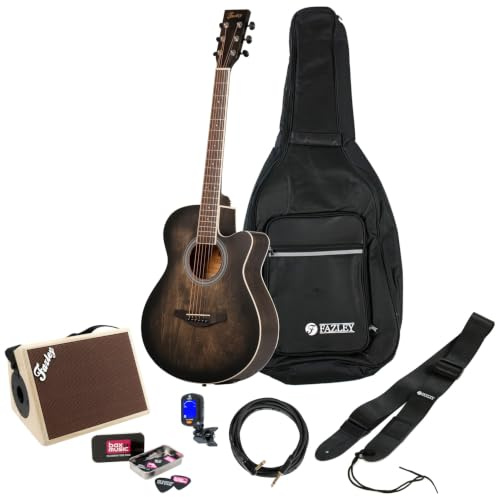 Fazley - ColourTune Western Guitar - Electric Acoustic Steel String Instrument - Multicolor Matt Finish - Built-in Preamp Tuner Cutaway Body