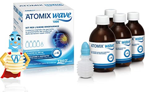 ATOMIX WAVE 1000 a pH6. KIT con + DI 20 lavaggi nasali in CONFEZIONE RISPARMIO. Rapido ed efficace per la rimozione del muco.