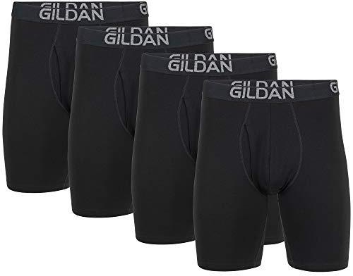 Gildan Men's Underwear Cotton Stretch Boxer Briefs, Multipack, Black Soot (4-Pack), 2X-Large
